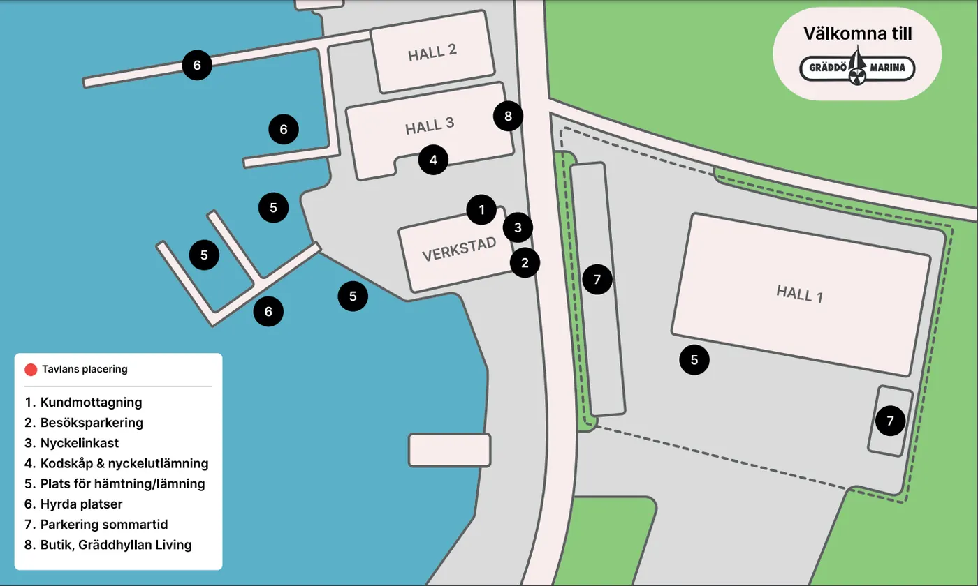 Karta till Gräddö Marina